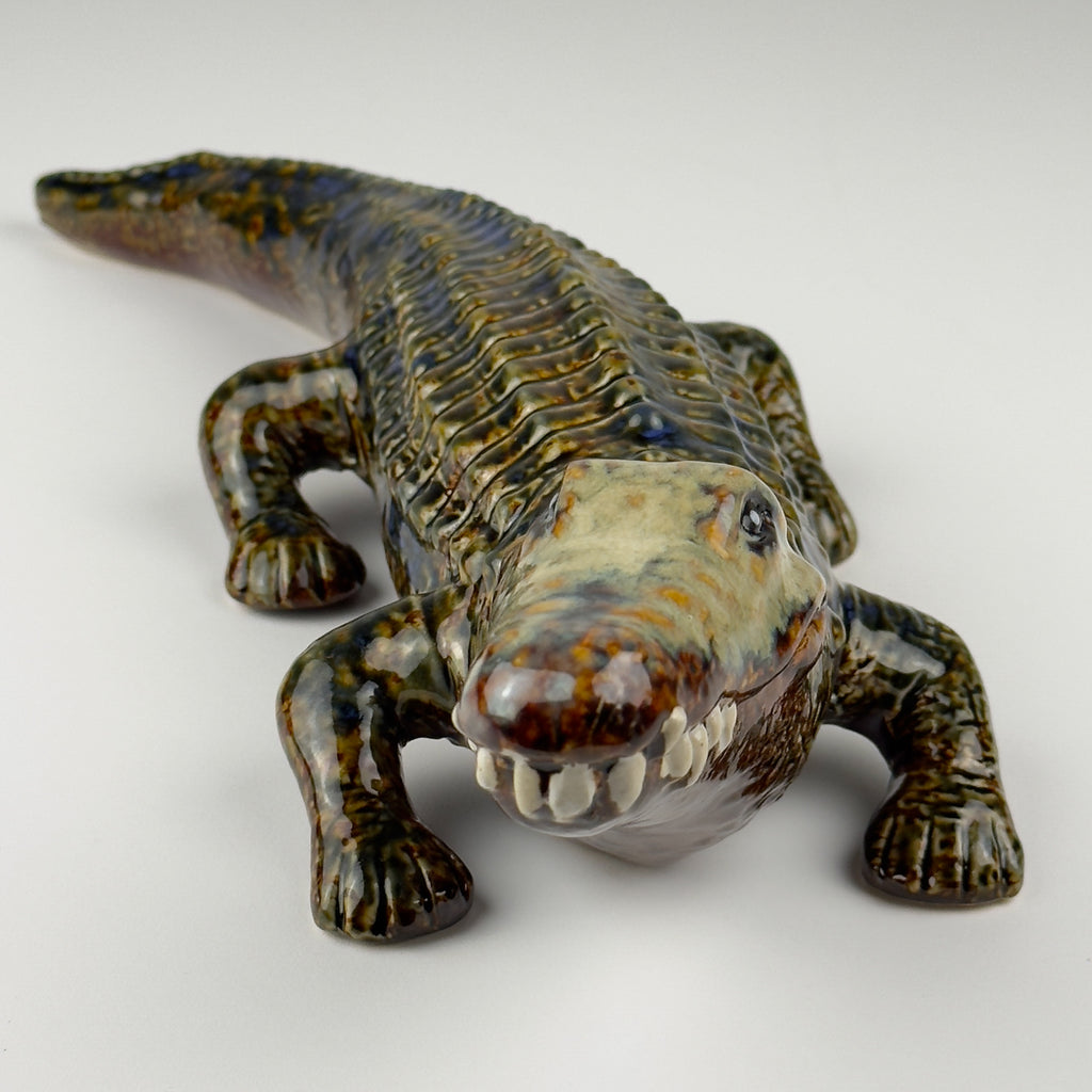 Vintage ceramic sculpture of Crocodile from Bassano, Italy 1980s