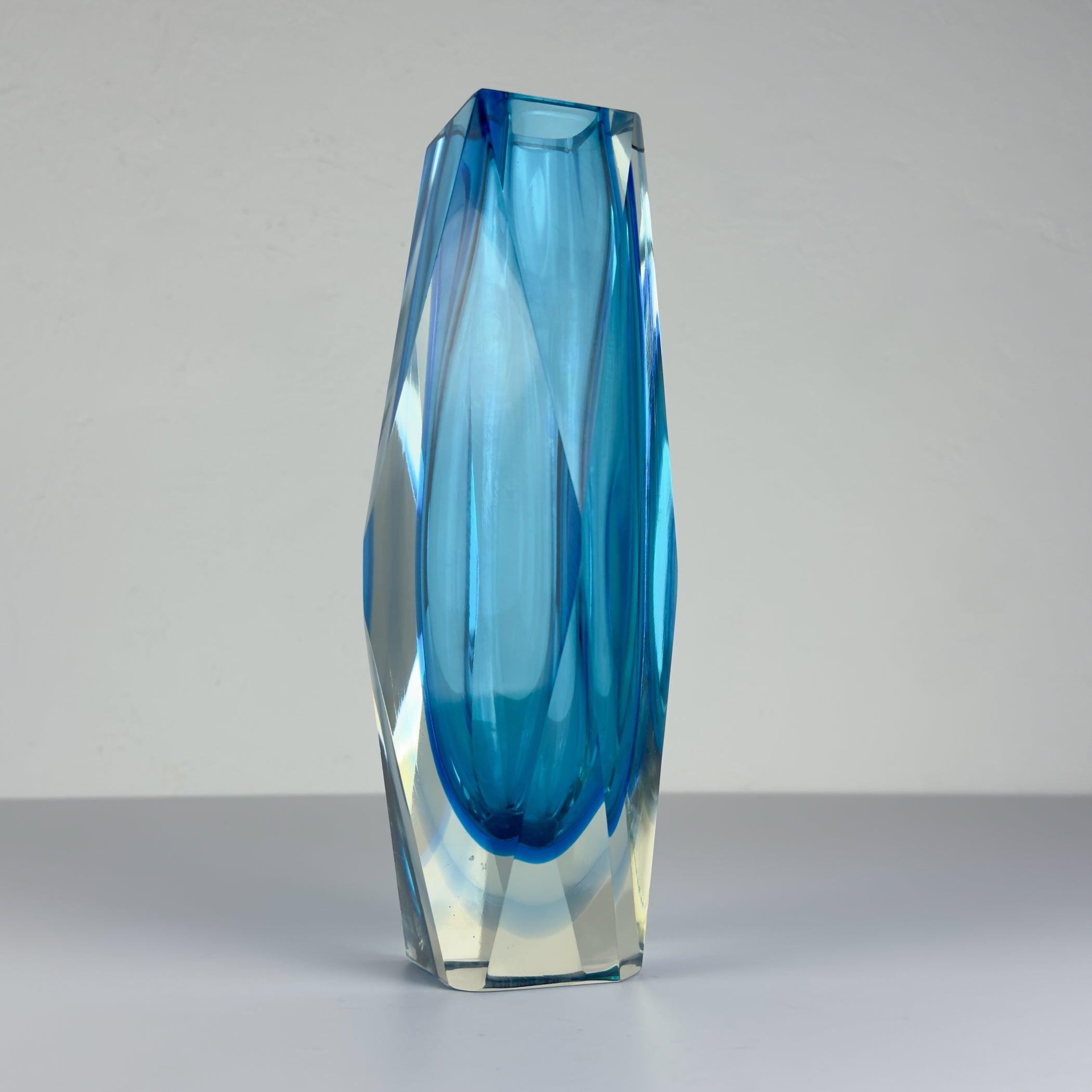 Sommerso blue Murano glass vase, style Flavio Poli, Italy 1970s
