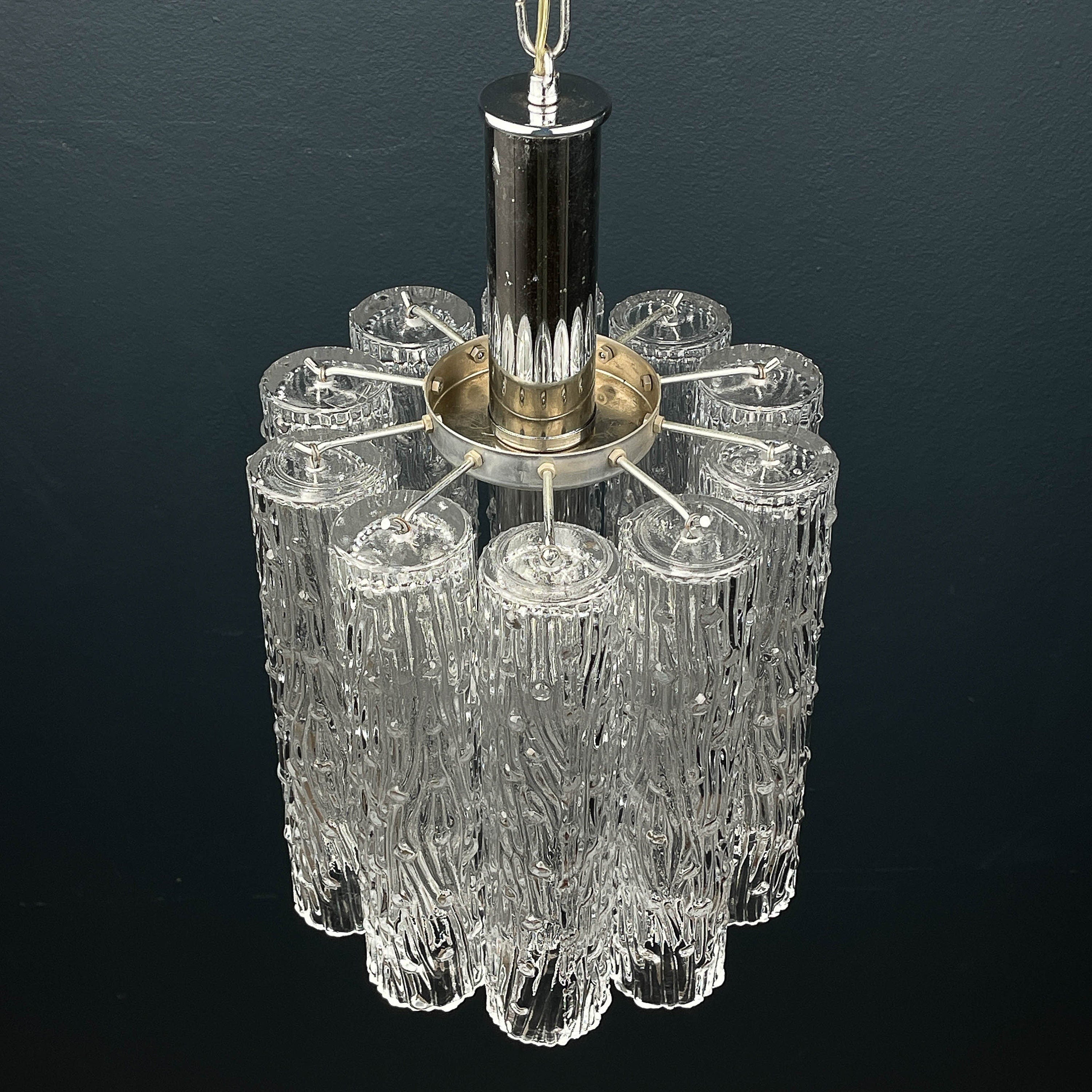 Mid-century murano glass chandelier Tronchi by Toni Zuccheri for Venini Italy 1960s