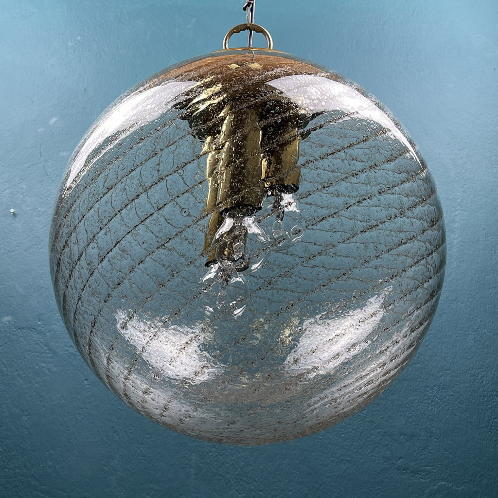 Vintage La Murrina Swirled Murano Glass Pendant Lamp - 1970s Italian Lighting