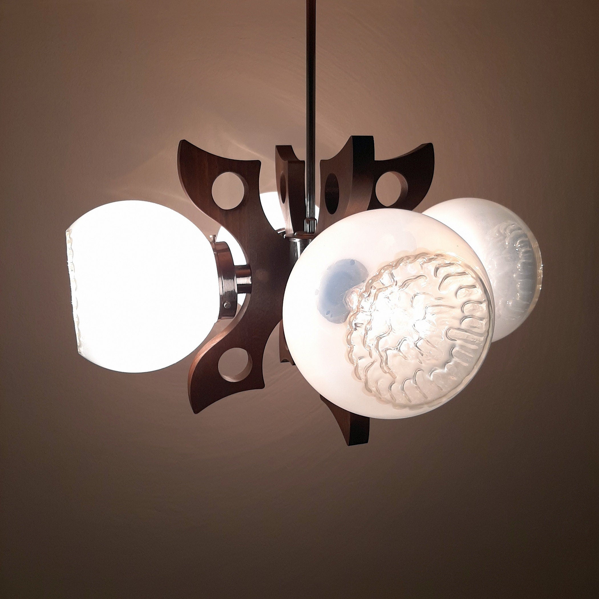 Mid-Century Mazzega Murano Glass Pendant Lamp - 70s Space Age Lighting