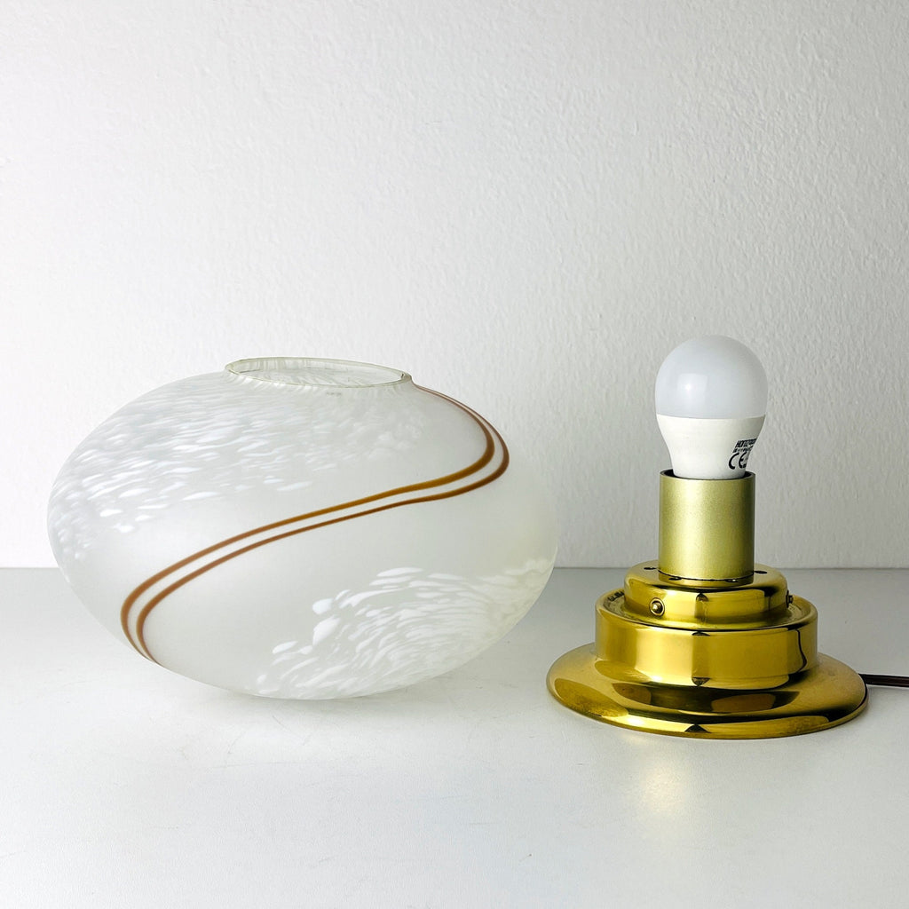 Vintage Murano Glass Night Lamp: Swirl Sphere Table Lamp, Italy 1980s