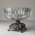 Vintage crystal glass bowl with metal base by Fadalti, Italy 1960s