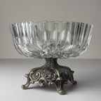 Vintage crystal glass bowl with metal base by Fadalti, Italy 1960s