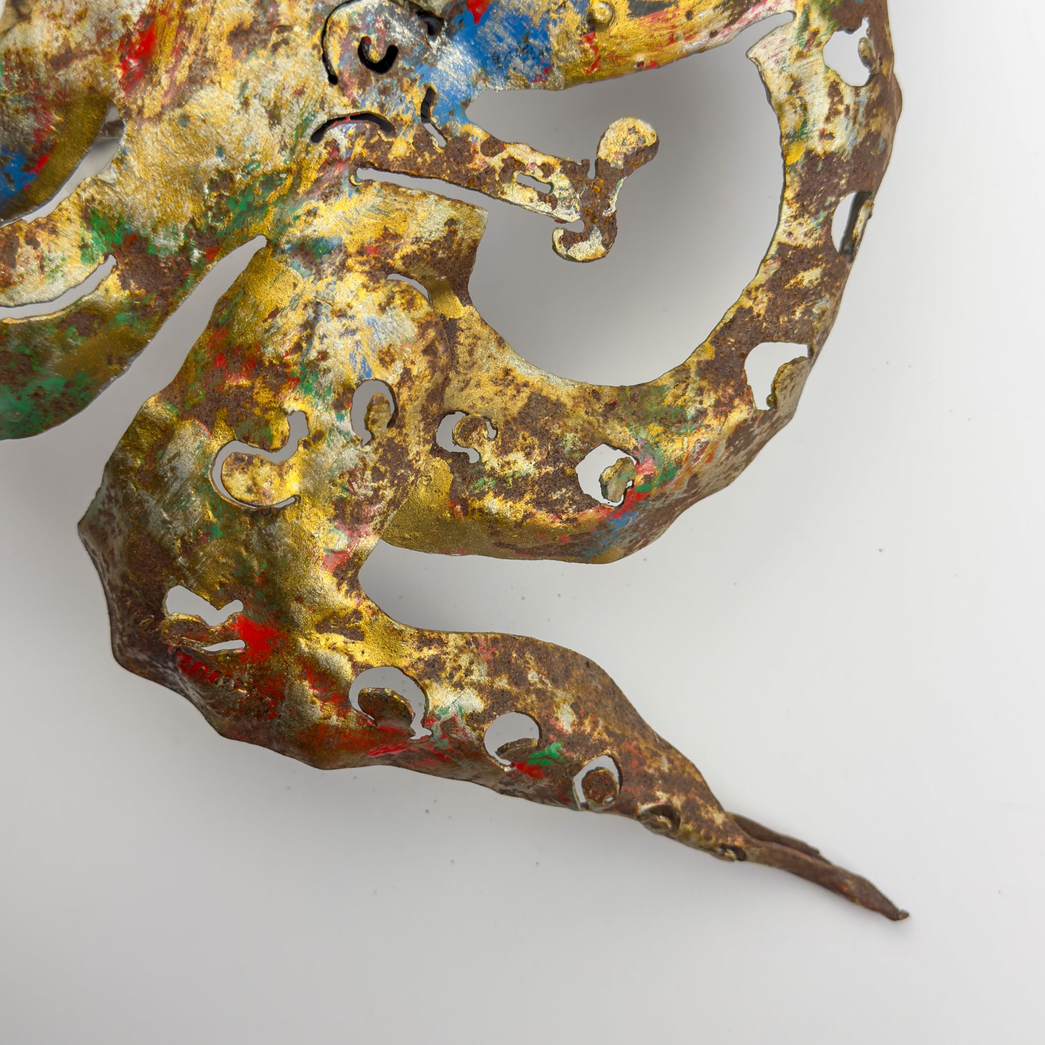 Original metal Brutalist wall lamp Octopus by Salvino Marsura, Italy 1980s
