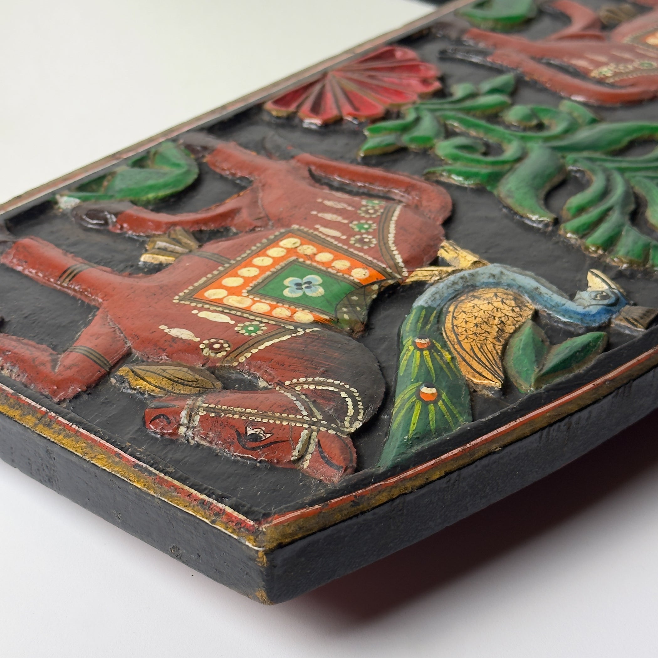 Vintage wooden wall mirror, India mid-20th century