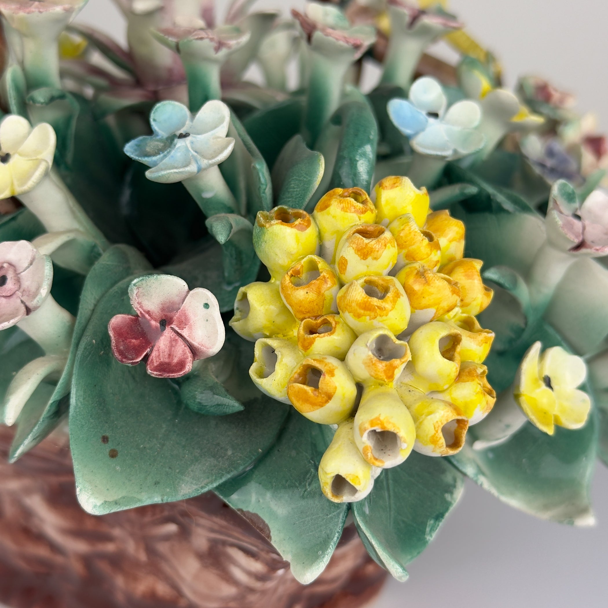 Vintage Capodimonte Ceramic Flower Basket, Italy 1960s
