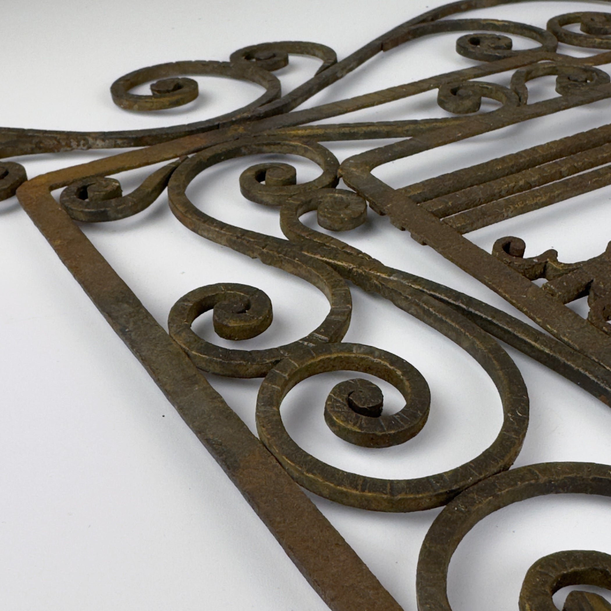 Antique wall decorative panel of wrought iron, Italy 1920s