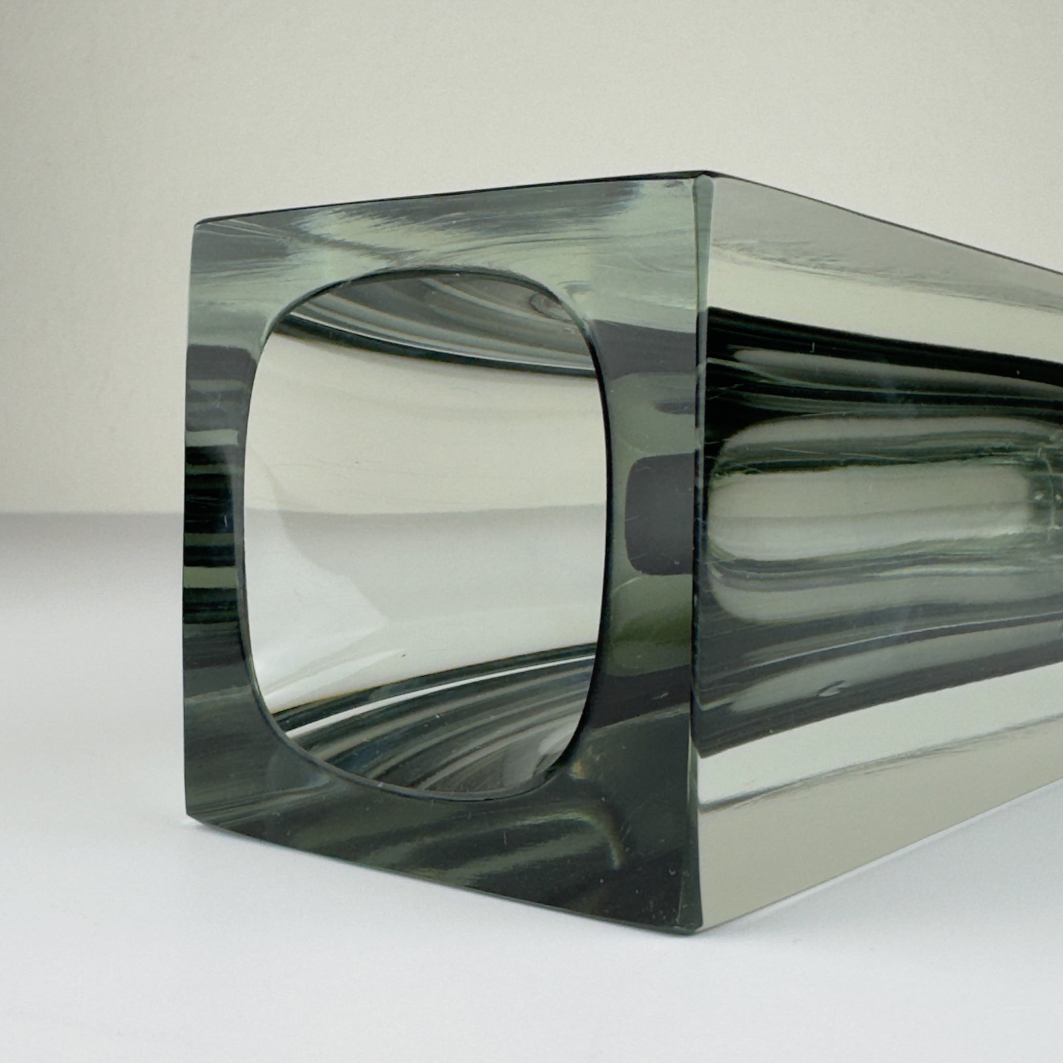Sommerso gray Murano glass vase, style Flavio Poli, Italy 1970s