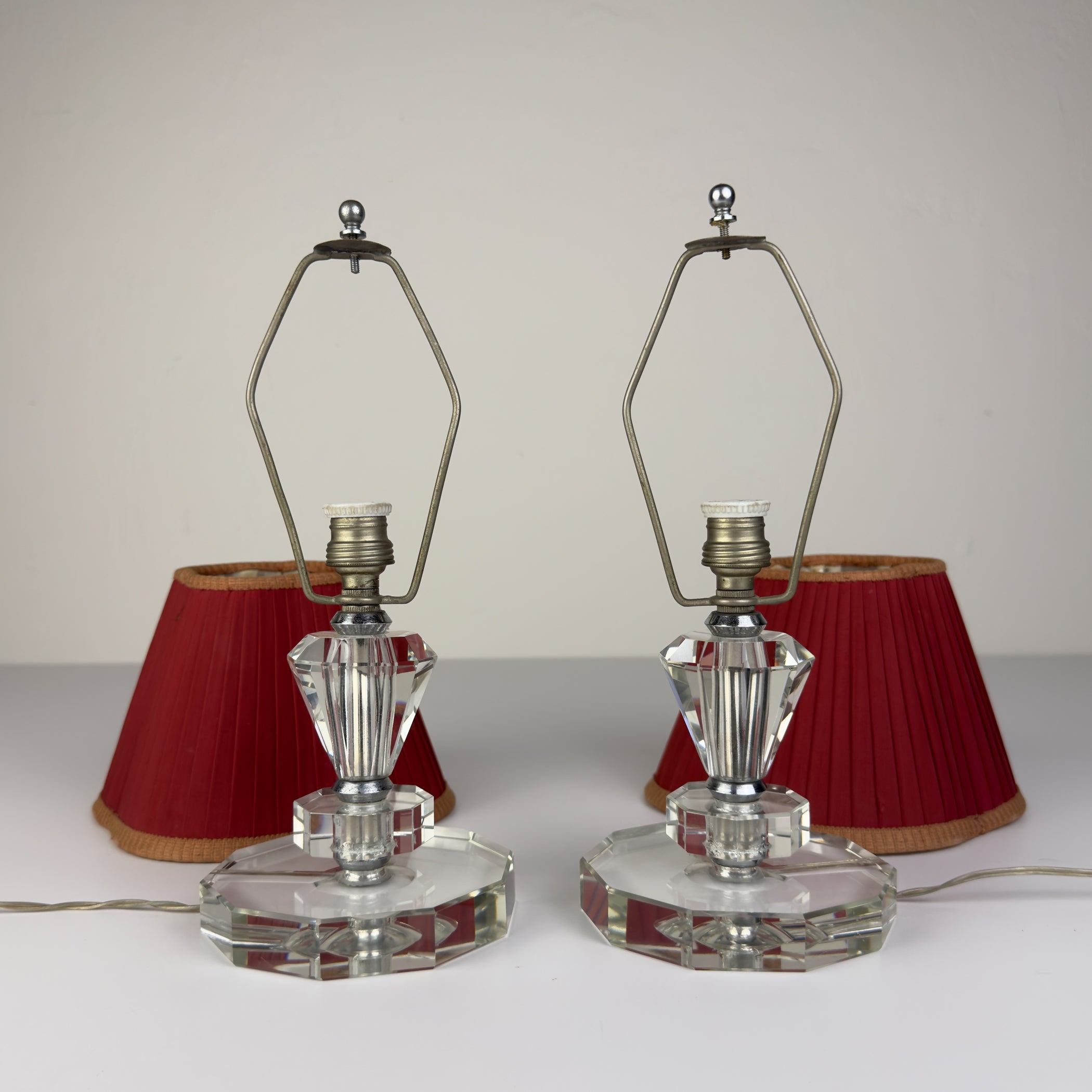 Vintage glasses table lamps, Set of 2, Italy 1950s
