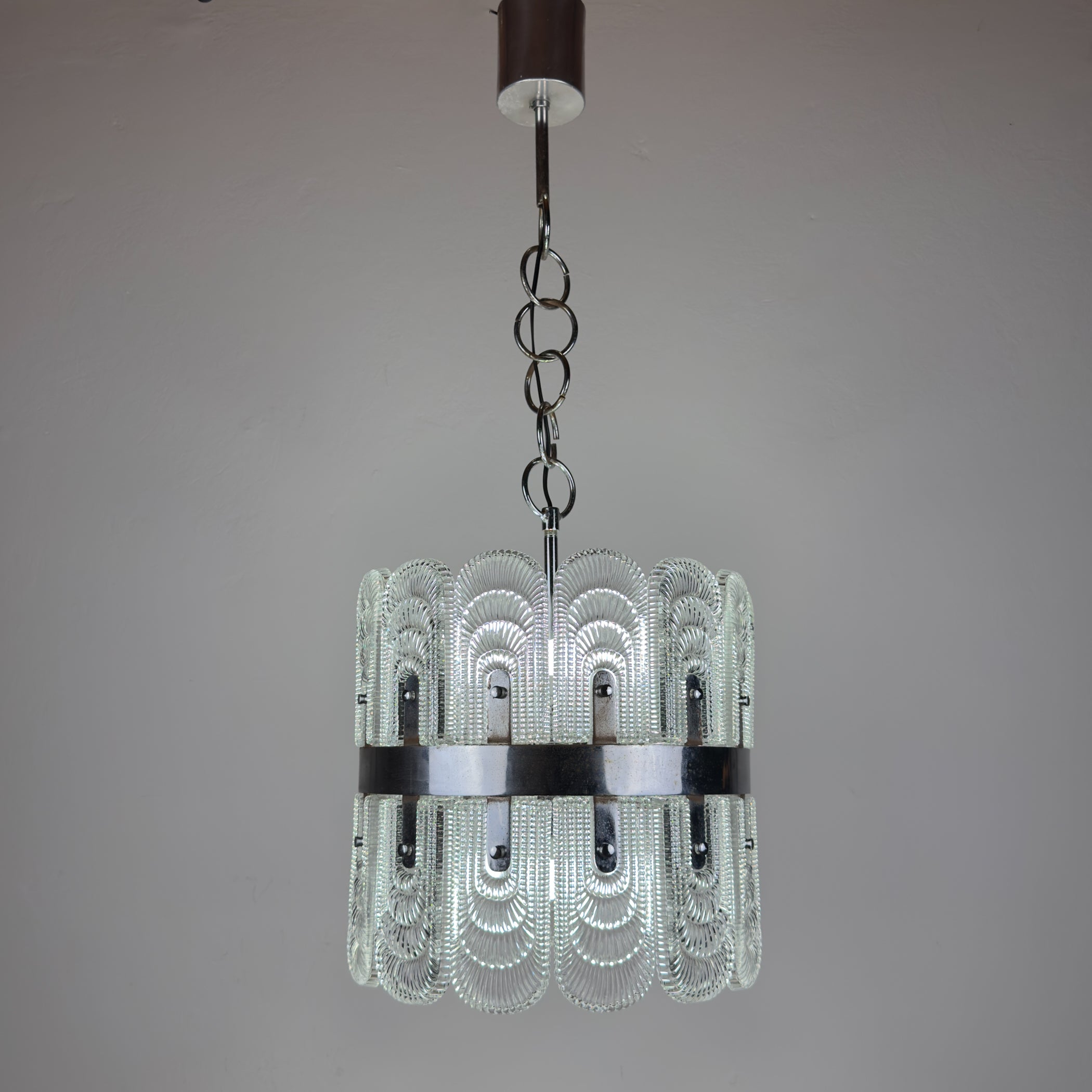 Vintage large crystal chandelier by Kaiser Leuchten, Germany 1960s