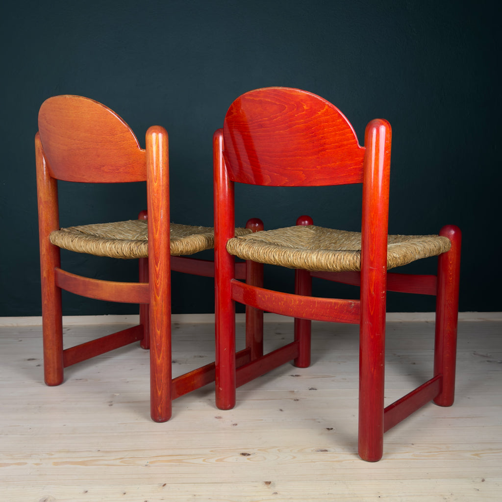 Set Of 2 Red Chairs mod. Padova By Hank Lowenstein, Italy 1970s