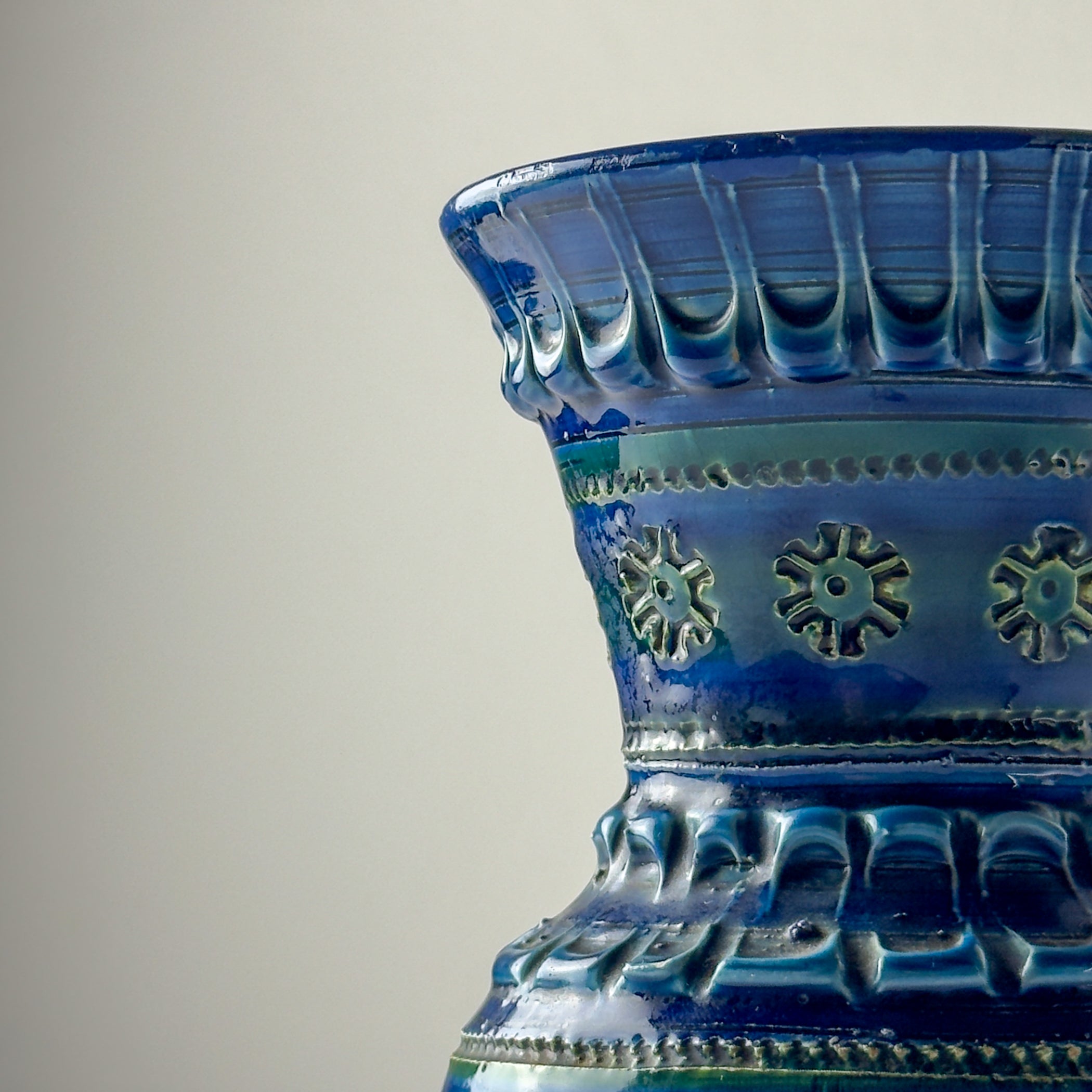 Vintage ceramic vase Rimini Blue, design Aldo Londi, Bitossi Italy 1970s
