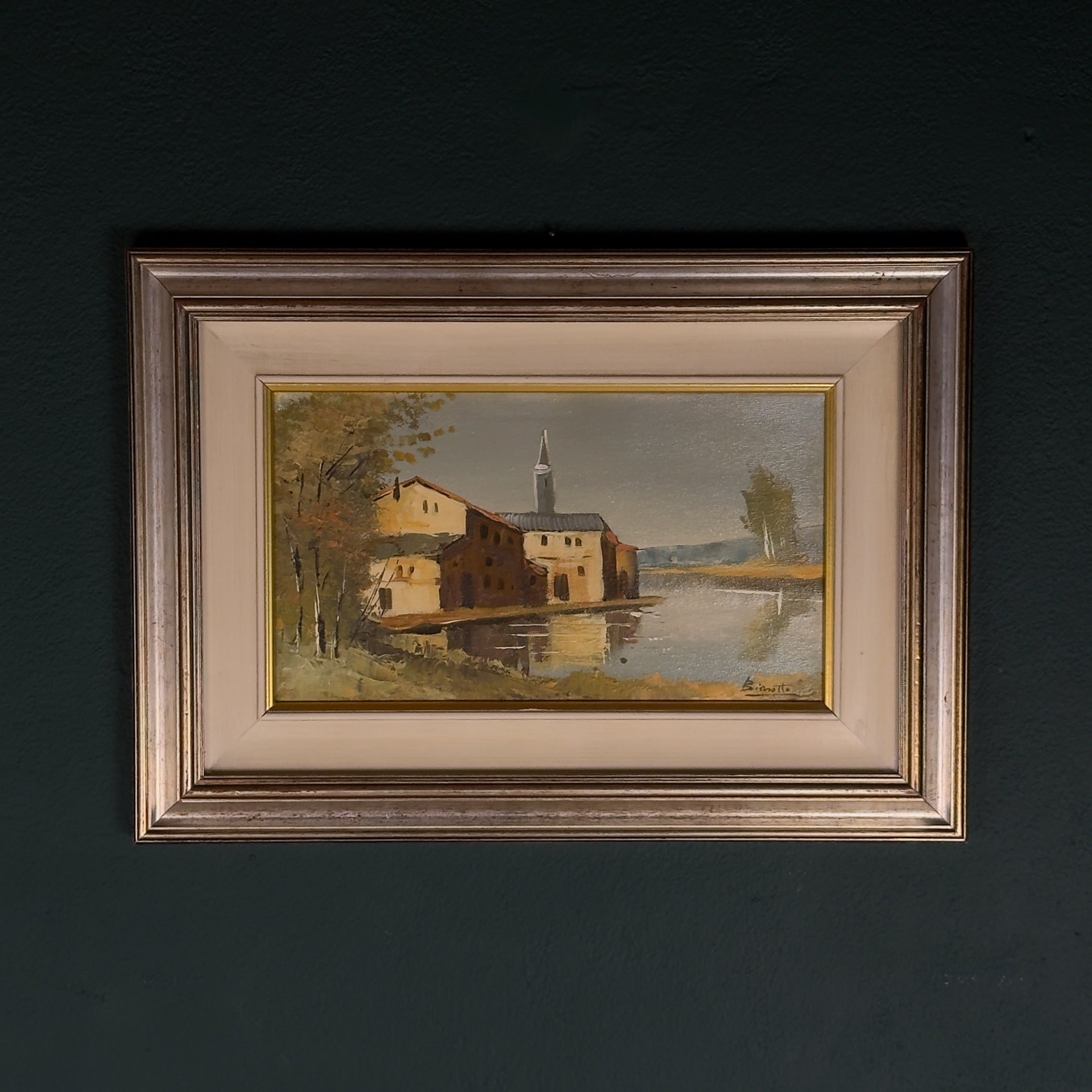 Original Landscape Oil Painting, Italy 1960s, Signed, Framed
