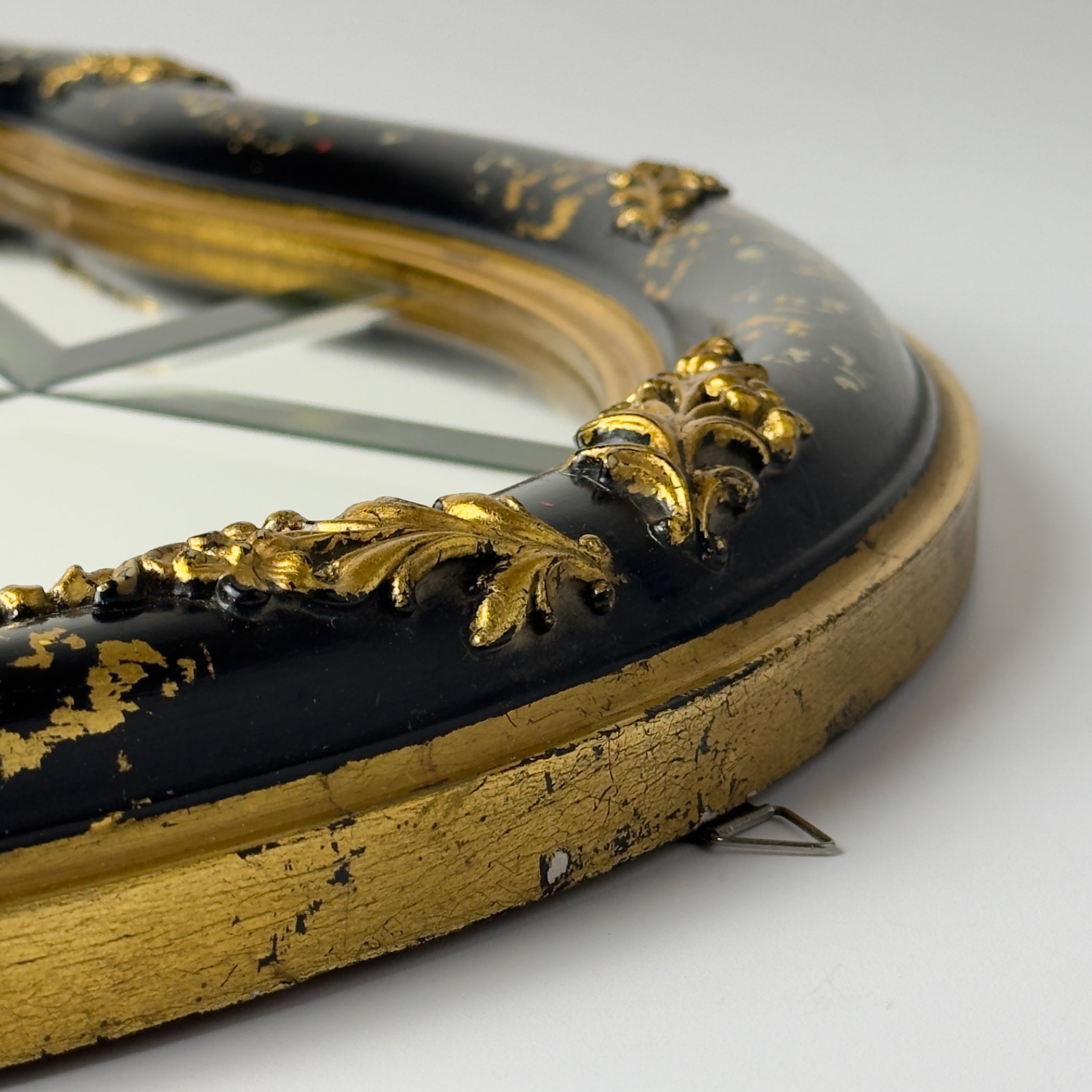 Vintage Venetian Chinoiserie Wall Mirror, Italy 1950s, Black and Gold Painted