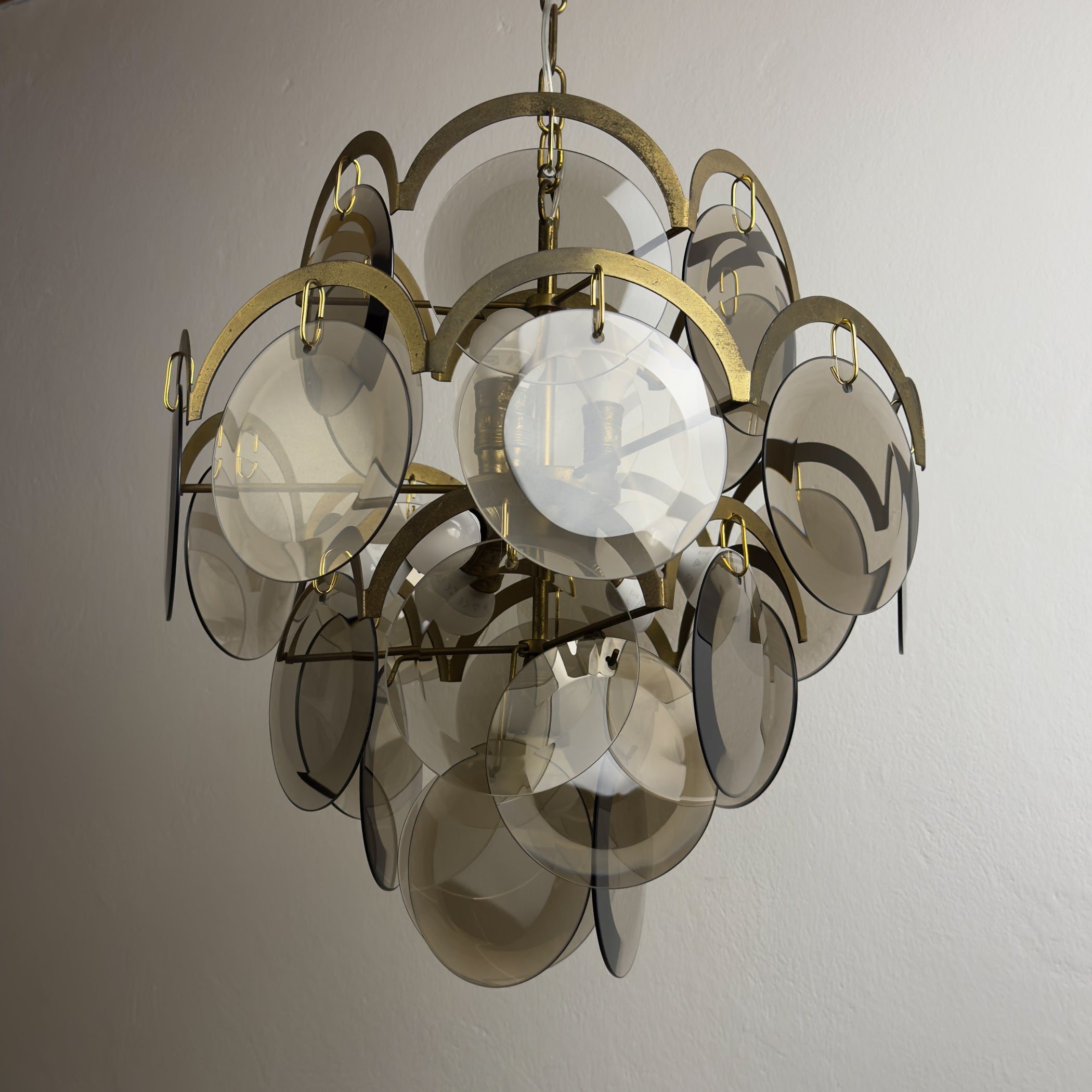 Smoked Murano chandelier by Gino Vistosi, Italy 1970s
