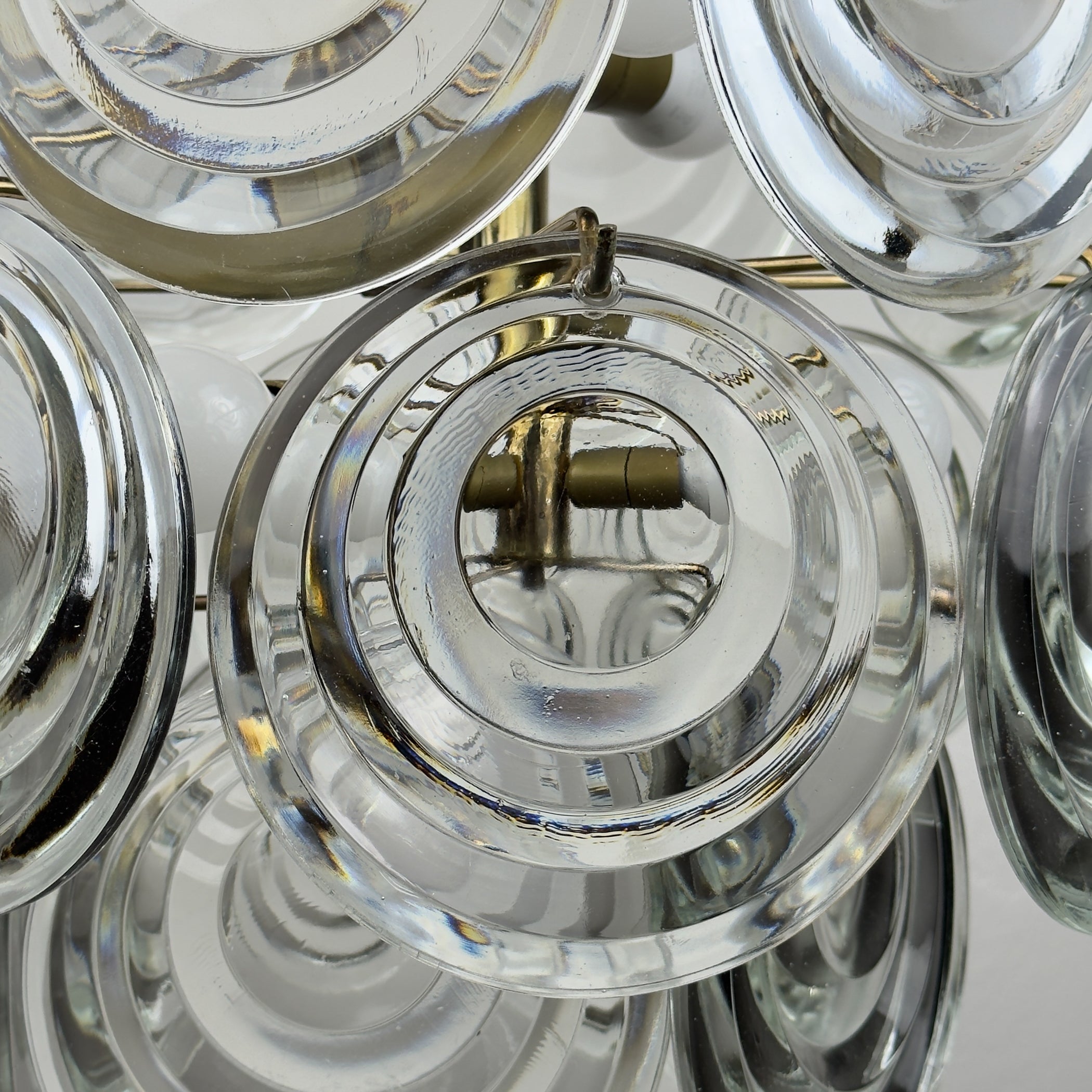 Vintage glass disc chandelier, Italy 1970s
