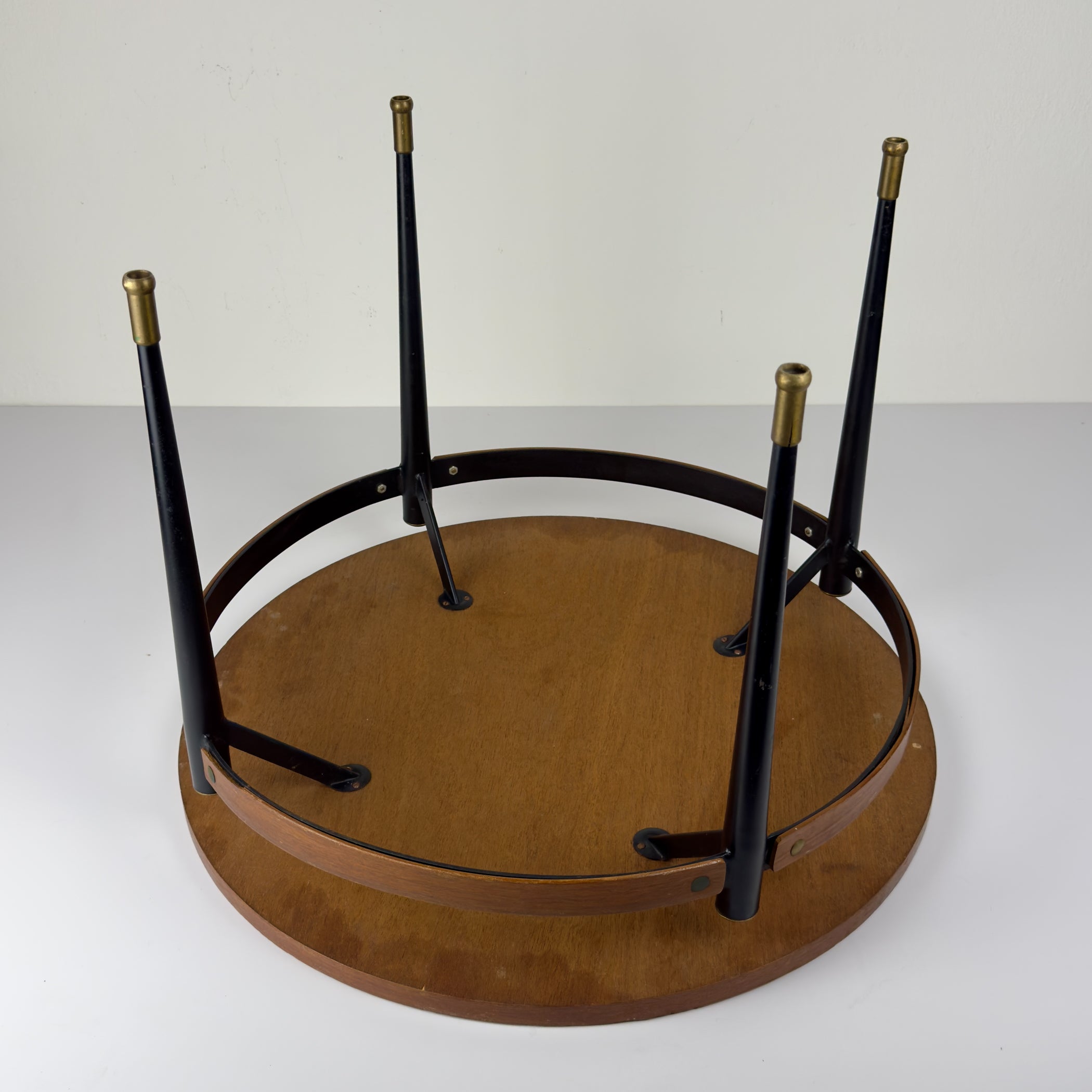 Vintage Italian Metal & Teak Wood Coffee Table by Silvio Cavatorta, 1950s