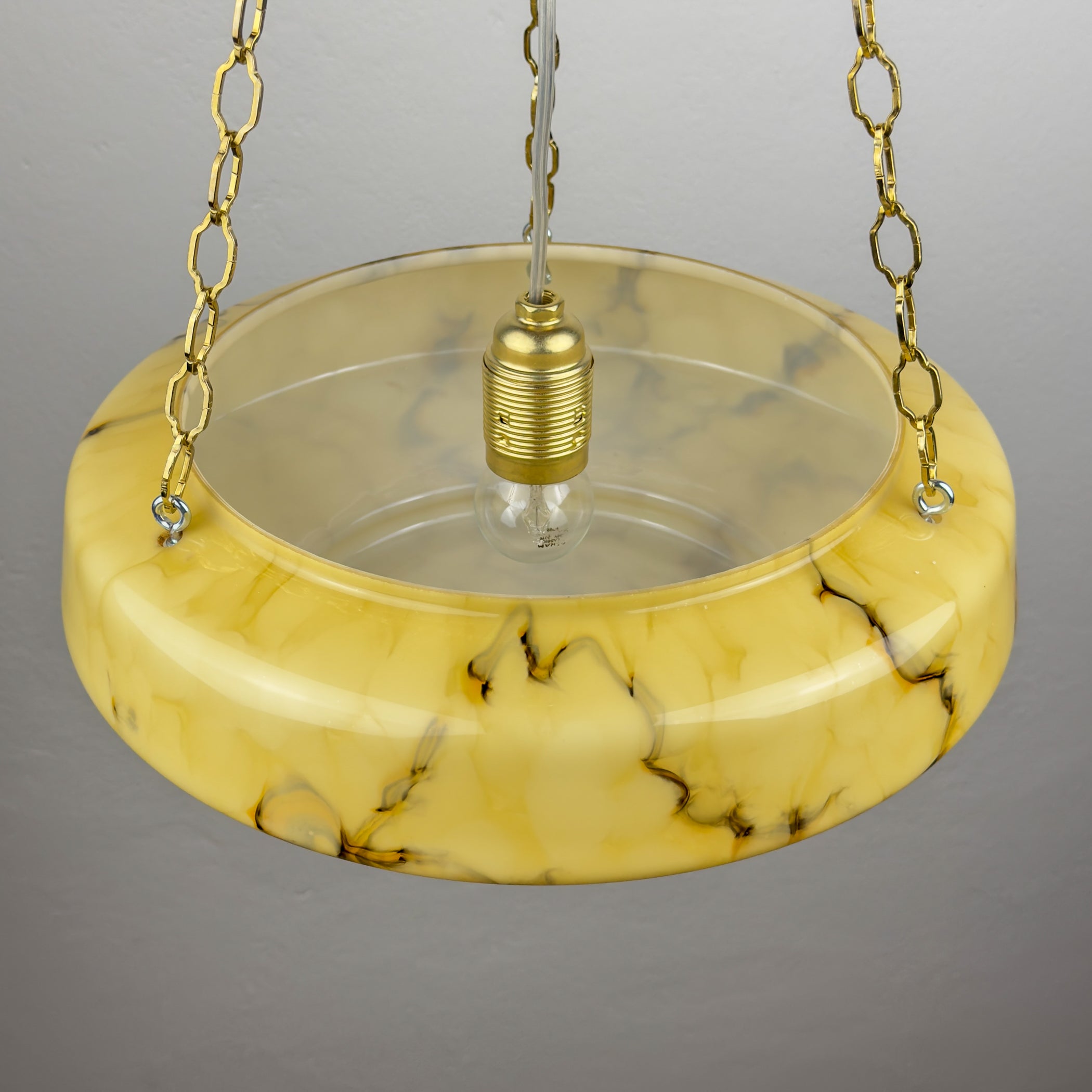 Art Deco yellow glass pendant lamp, Italy 1930s