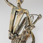 Vintage metal Brutalist sculpture Bicyclist by Salvino Marsura, Italy 1980s