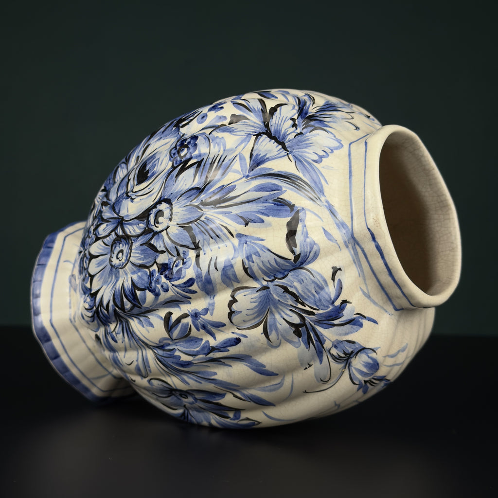 Vintage Blue Ceramic Vase by Bassano, Italy 1970s