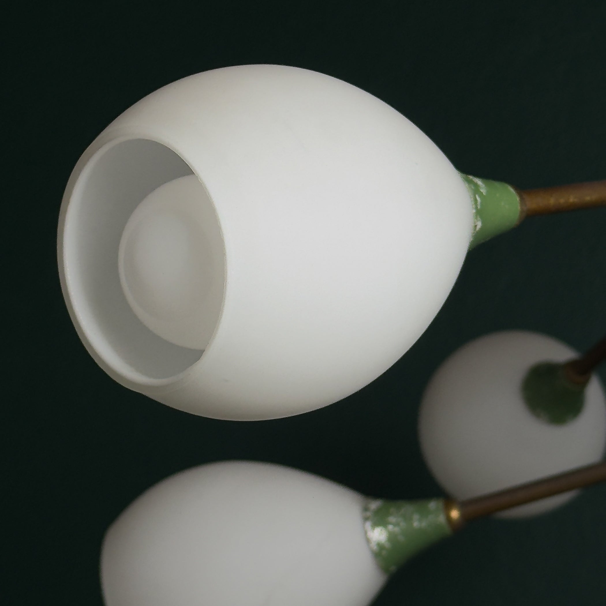 Mid-Century Stilnovo chandelier with Opaline Glass, Italy 1960s