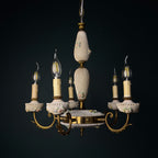 Vintage Art Nouveau Capodimonte Chandelier: Floral Porcelain Lamp, 1930s