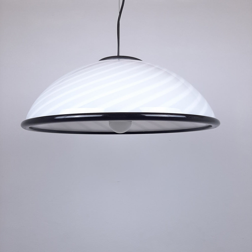Murano pendant lamp White and Black, Italy 1980s