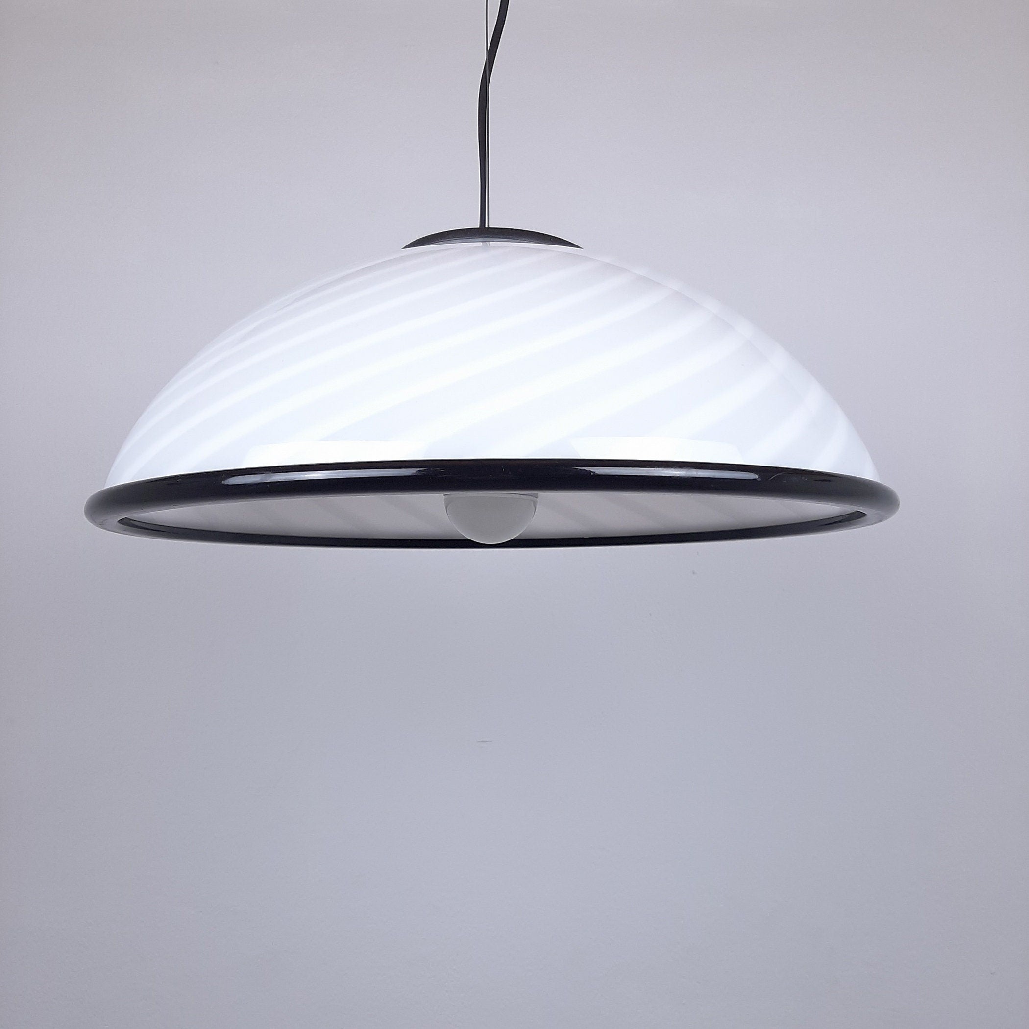 Murano pendant lamp White and Black, Italy 1980s
