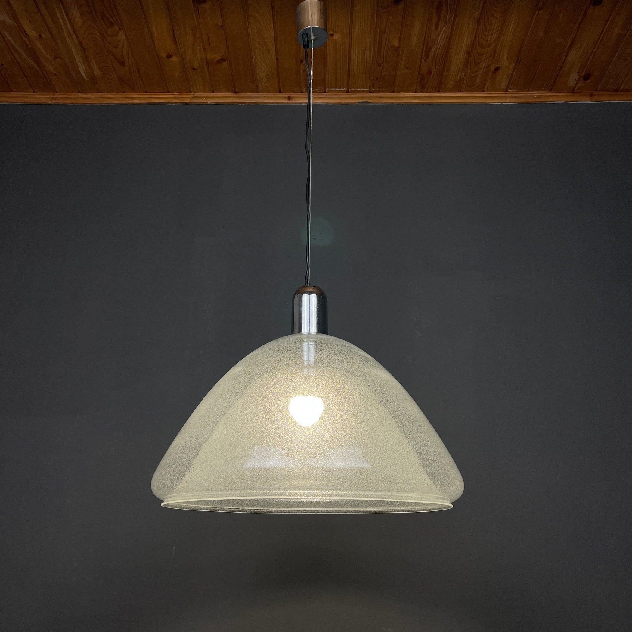Carlo Nason Murano Glass Pendant Lamp: Mazzega Italian Lighting, 1960s