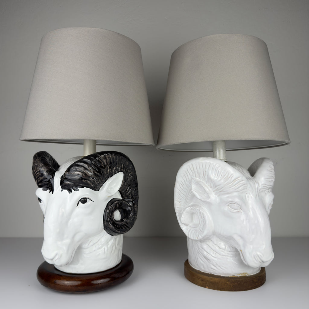 Vintage table lamps Ram Head, Italy 1970s Set of 2