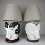 Vintage table lamps Ram Head, Italy 1970s Set of 2