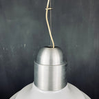 Large mid-century opaline white glass hanging lamp Italy 1960s Art deco Italian modern