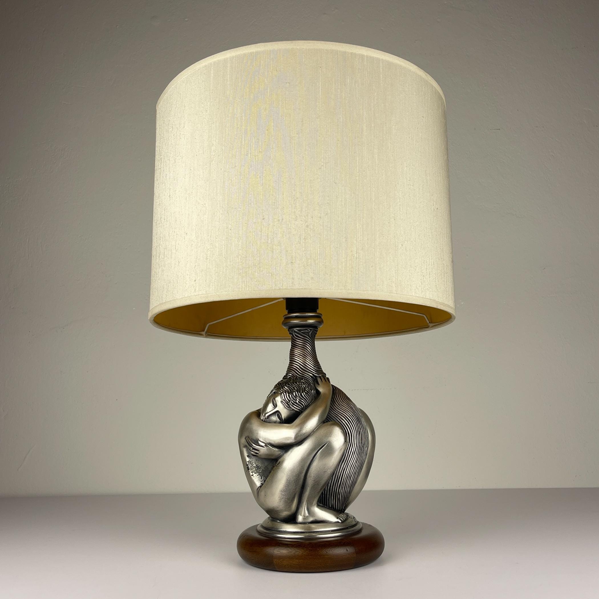 Vintage silver table lamp Man and Women by Ottaviani, Italy 1970s