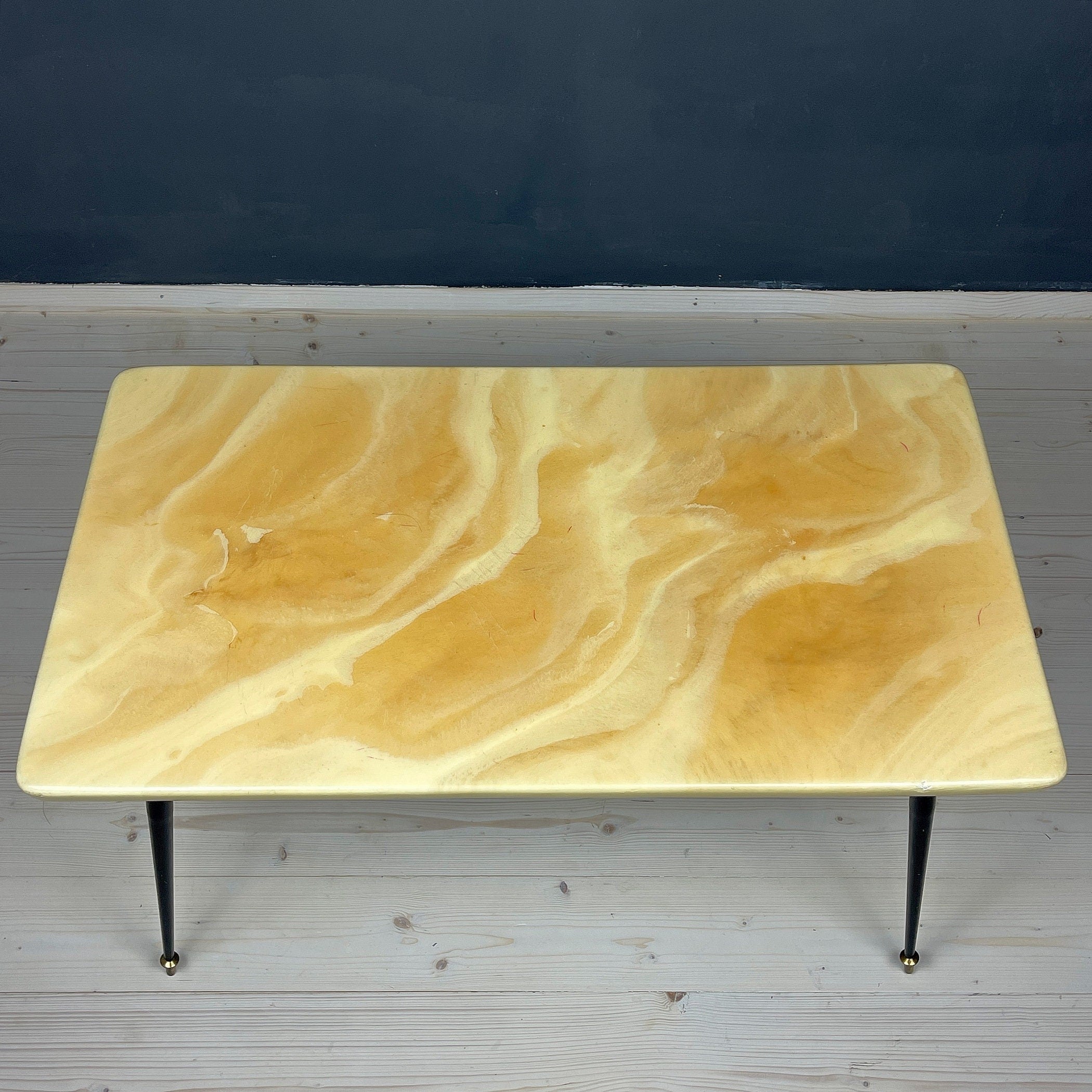 Mid-century beige coffee table Italy 1950s Art deco Vintage Italian Modern