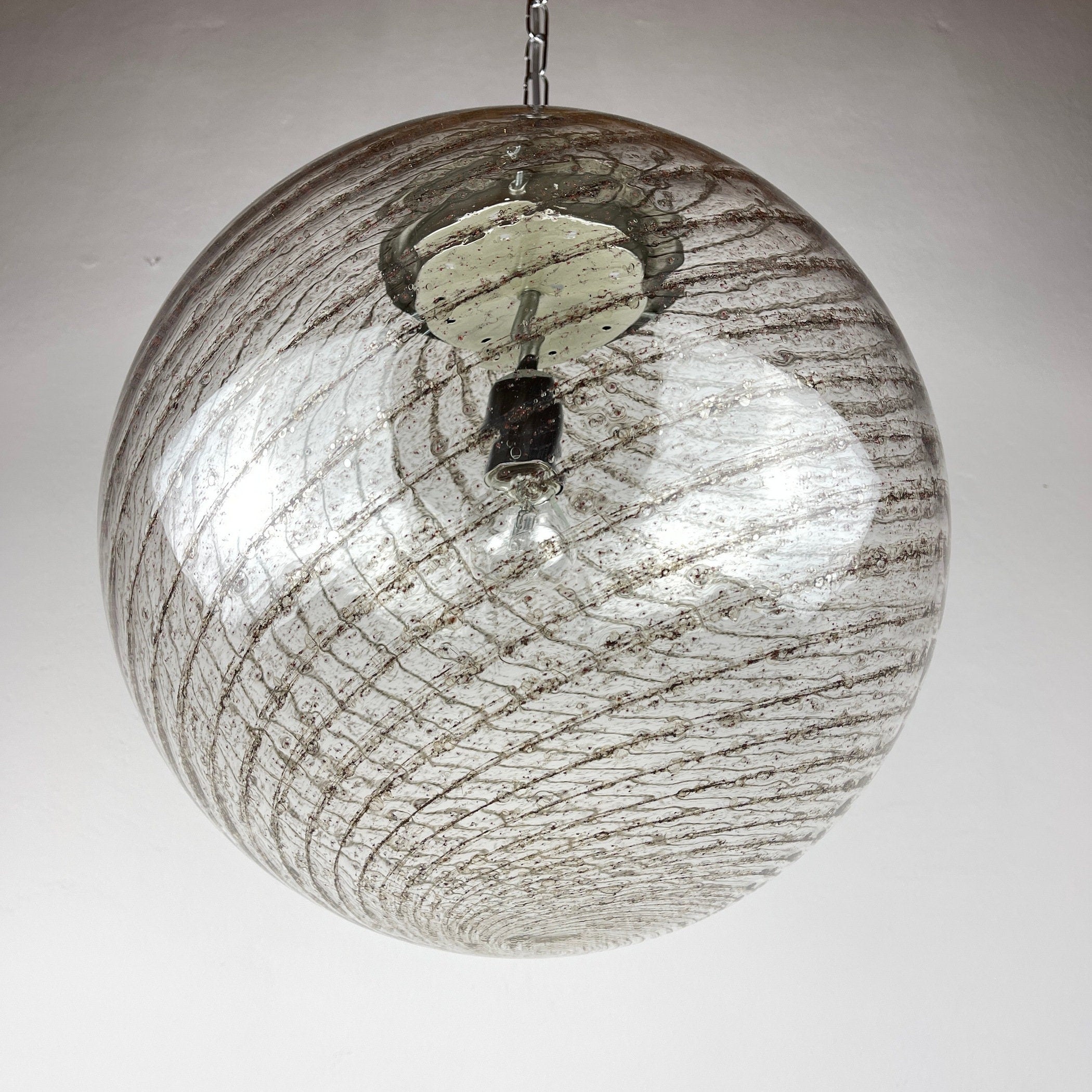 Vintage La Murrina Swirled Murano Glass Pendant Lamp - 1970s Italian Lighting