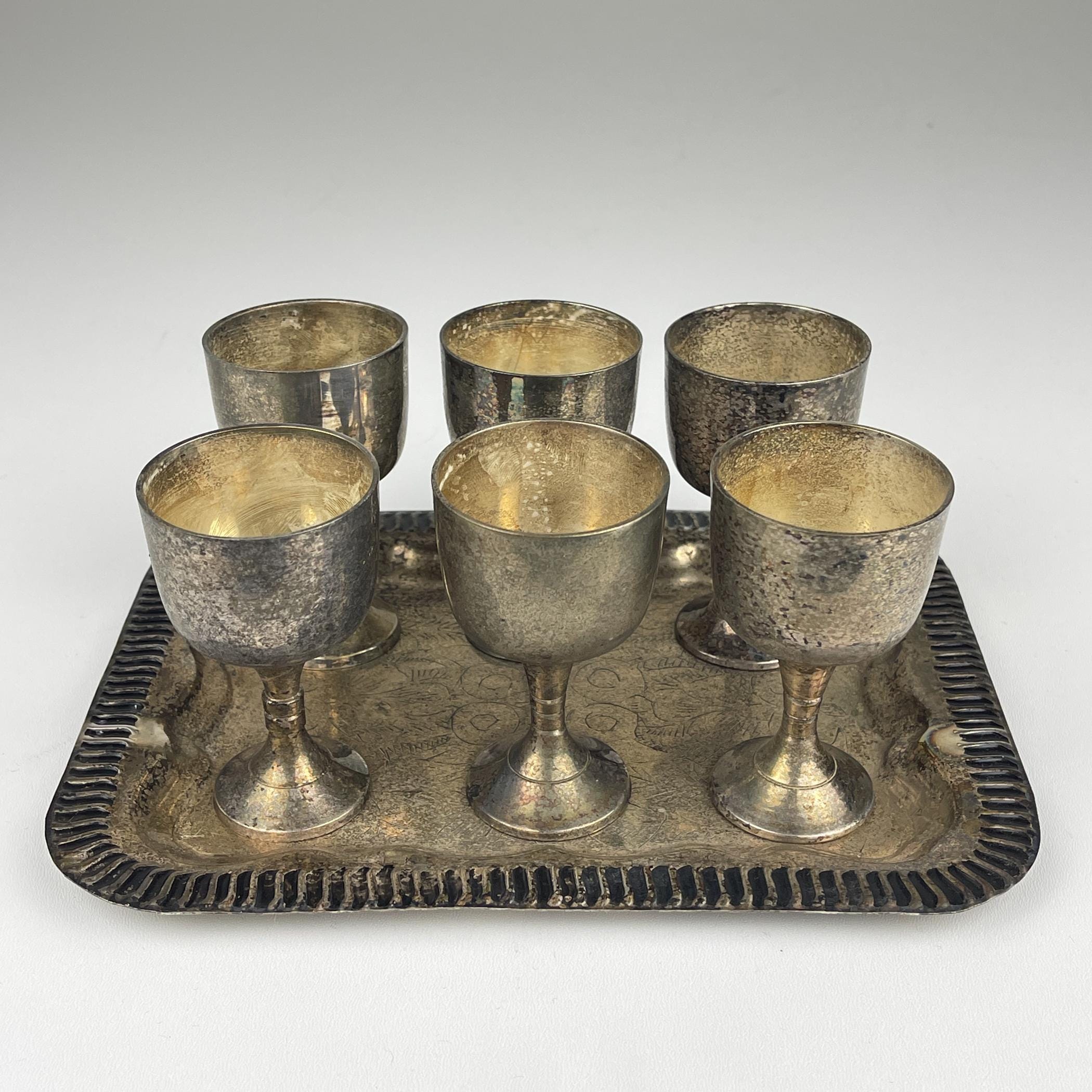 Antique Silver Plate Glass Set: Sheffield Edward Collection, England 1890s