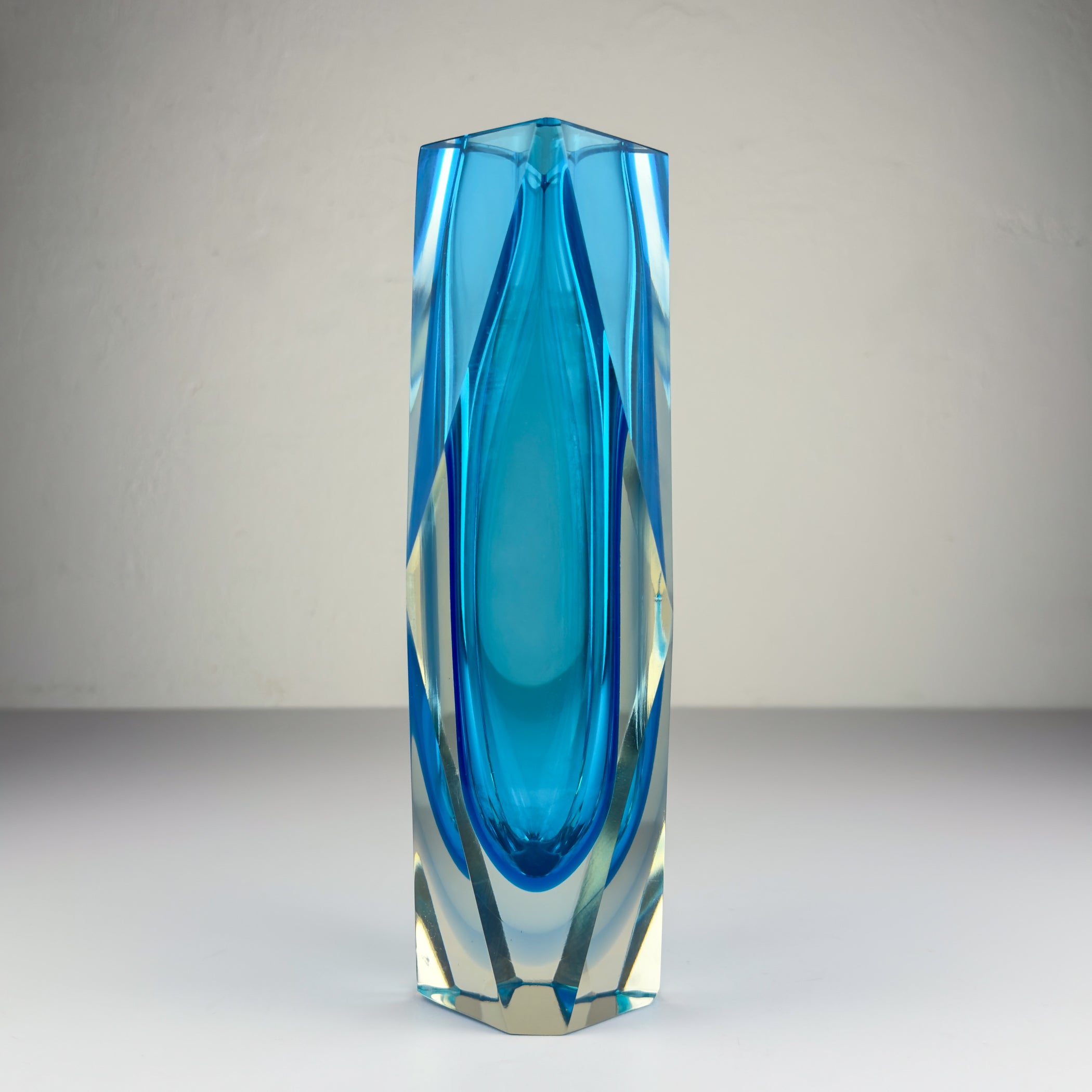 Sommerso blue Murano glass vase, style Flavio Poli, Italy 1970s