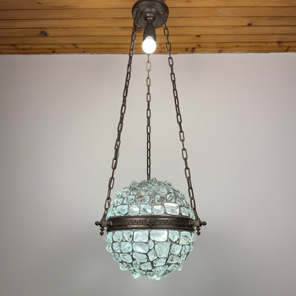 Antique chandelier on chains in Art Nouveau style, Austria, early 20th century