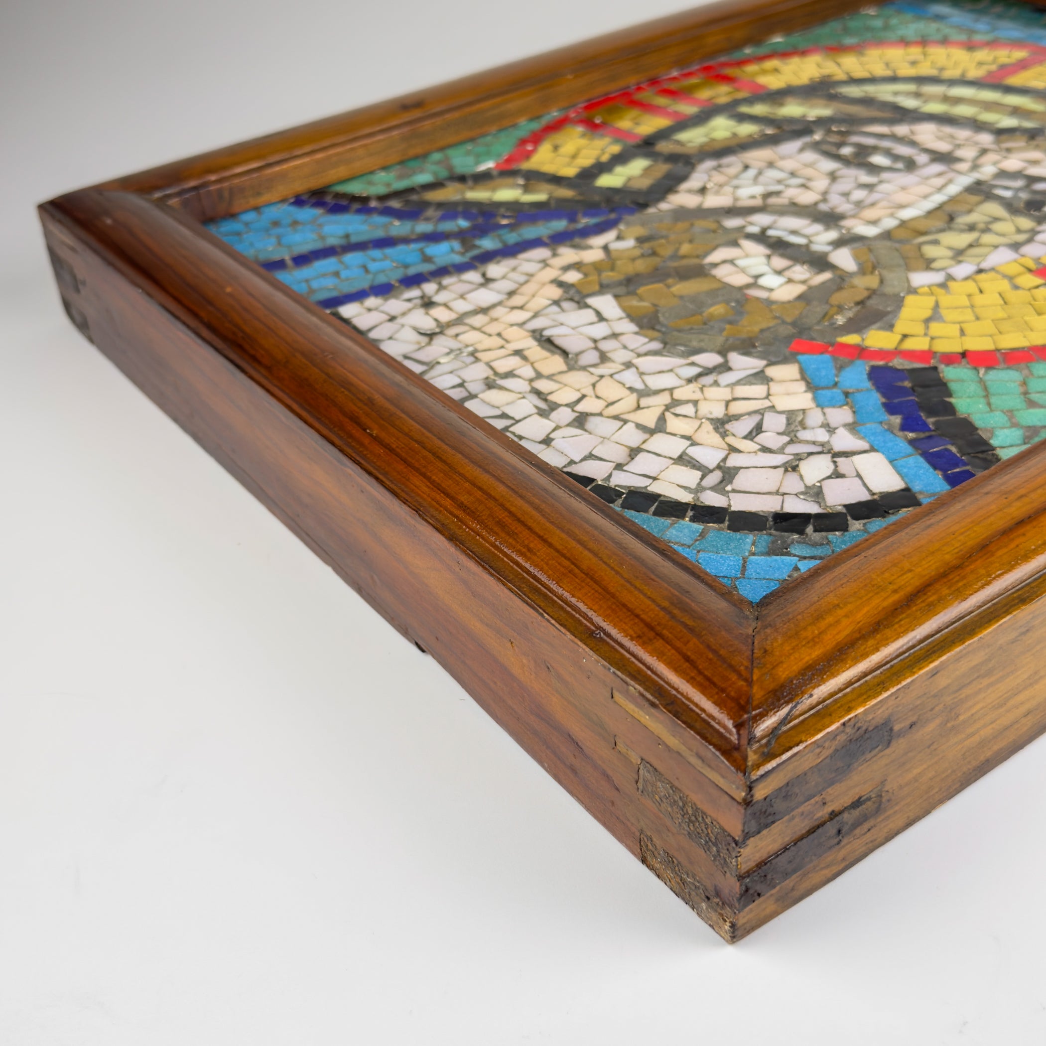 Italian Glass Smalti Mosaic – Christ Pantocrator Icon, Mid-20th Century
