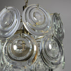 Vintage glass disc chandelier, Italy 1970s