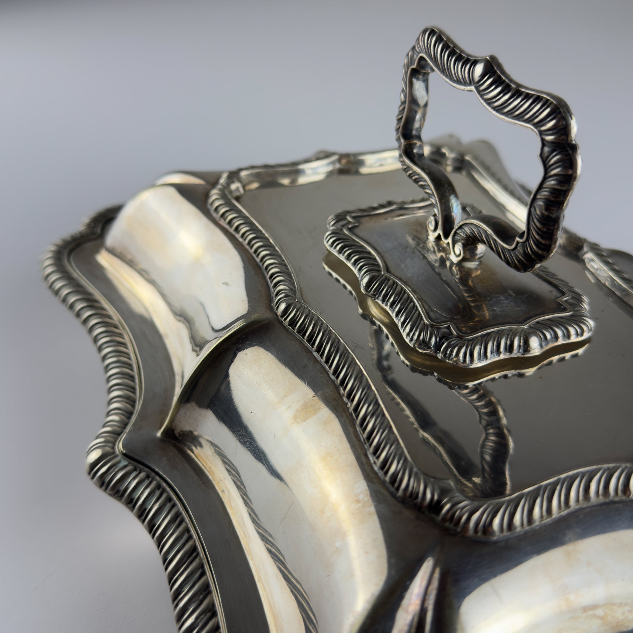 Antique Silver Plated Sheffield Serving Dish And Cover, England, early 20th century