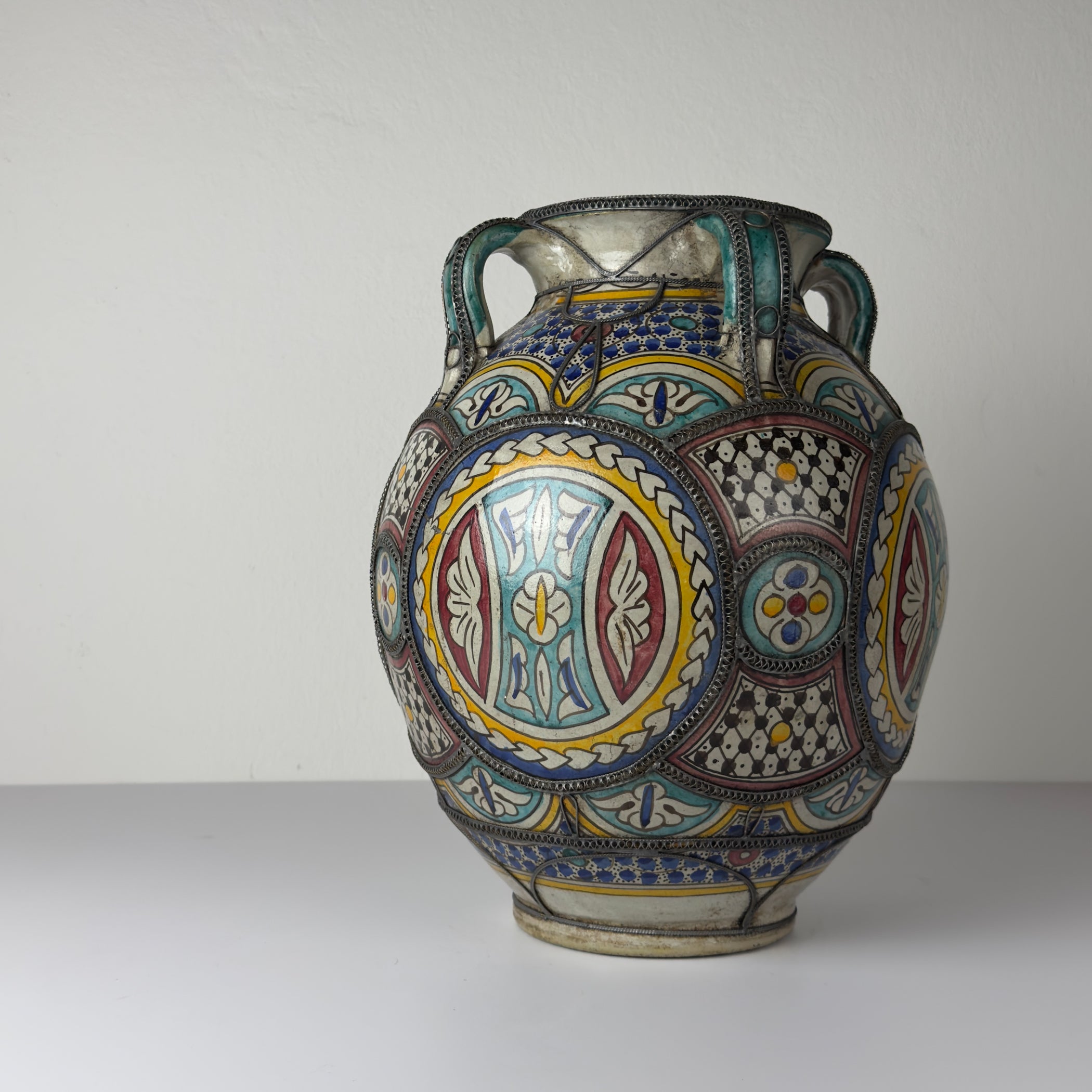 Vintage Moroccan Palatial Pottery Vase, Morocco 1930-50ss