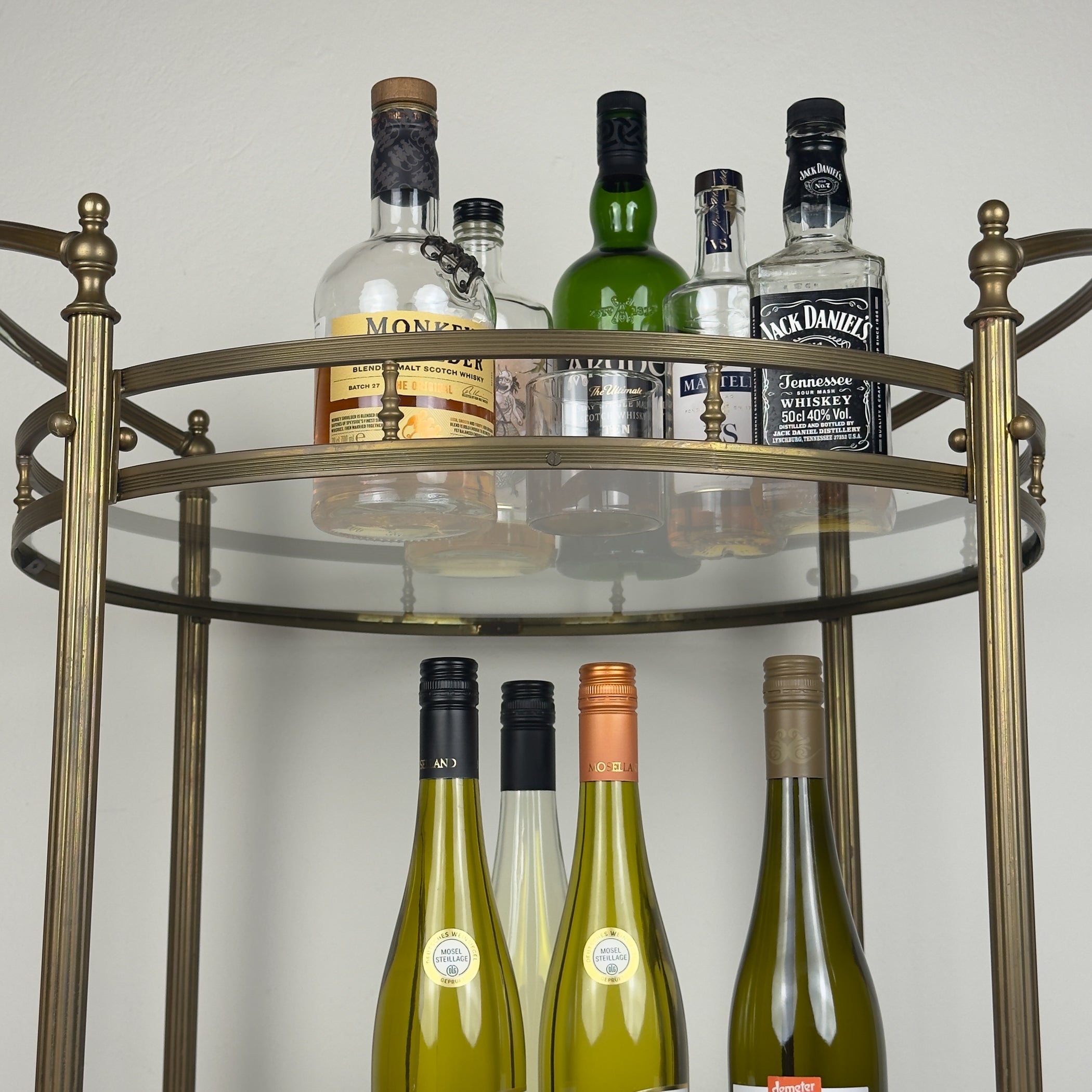 Vintage brass bar cart, France 1950s