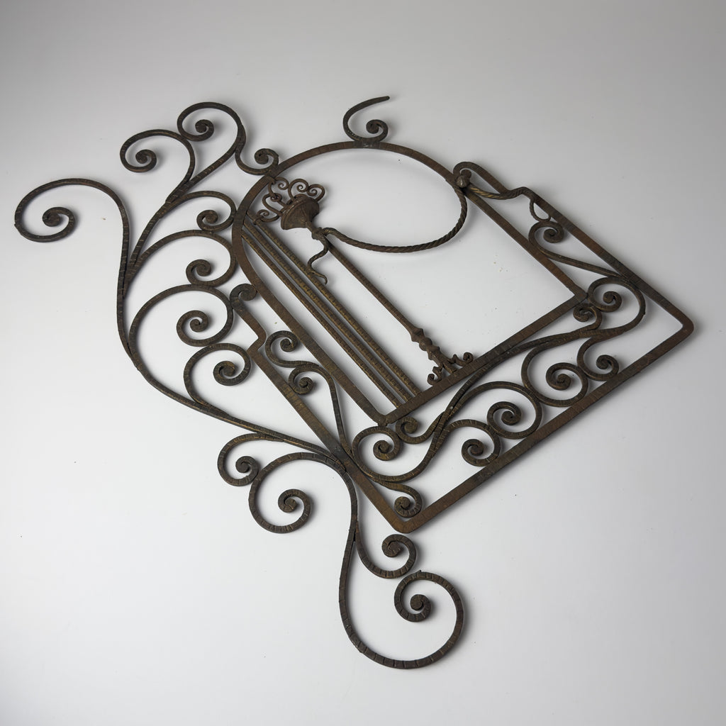 Antique wall decorative panel of wrought iron, Italy 1920s