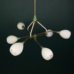 Mid-Century Stilnovo chandelier with Opaline Glass, Italy 1960s