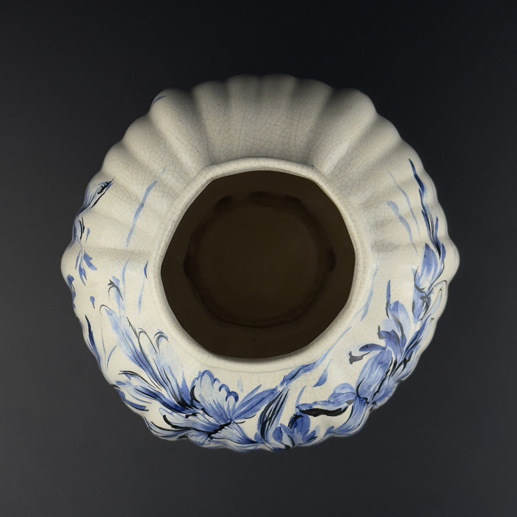 Vintage Blue Ceramic Vase by Bassano, Italy 1970s