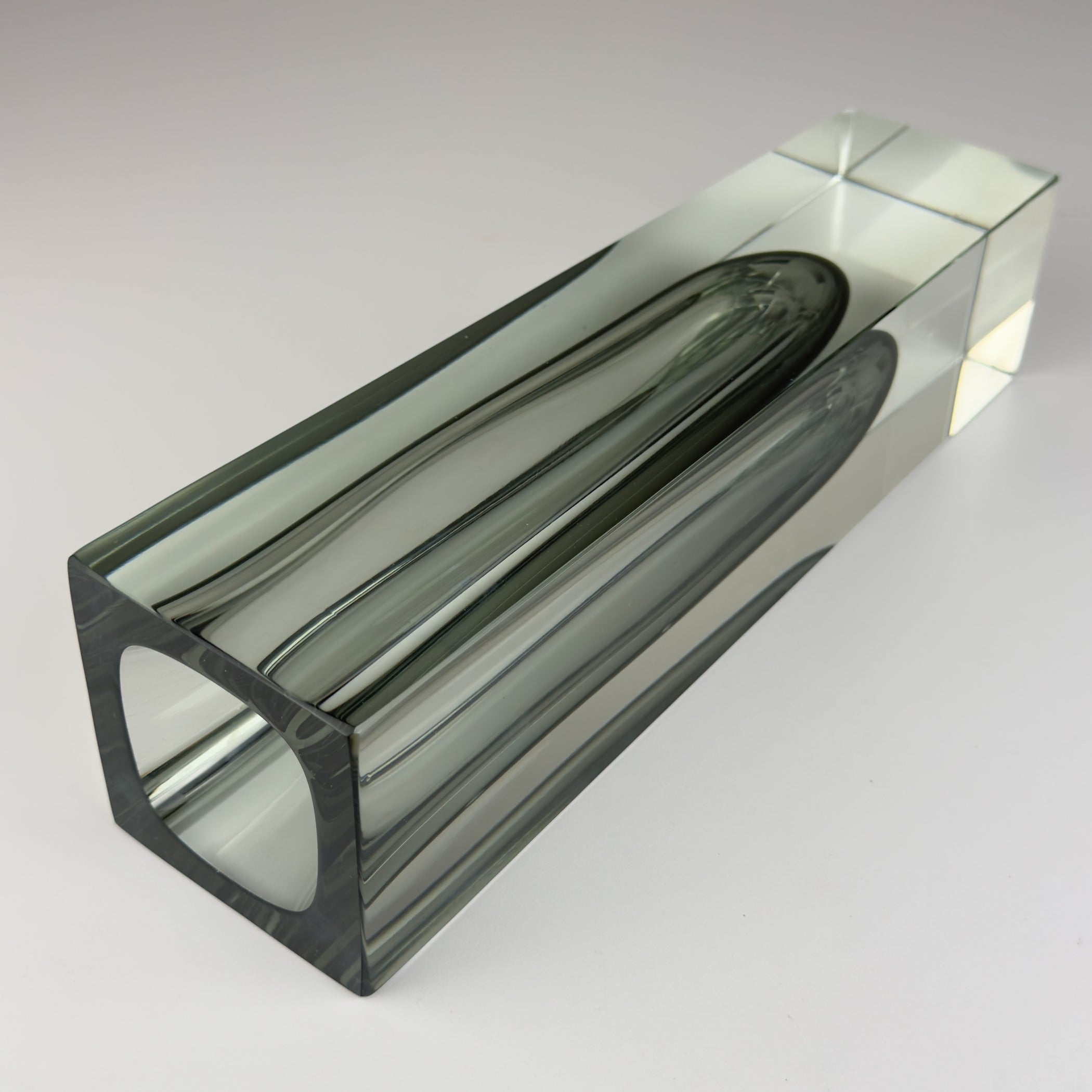 Sommerso gray Murano glass vase, style Flavio Poli, Italy 1970s