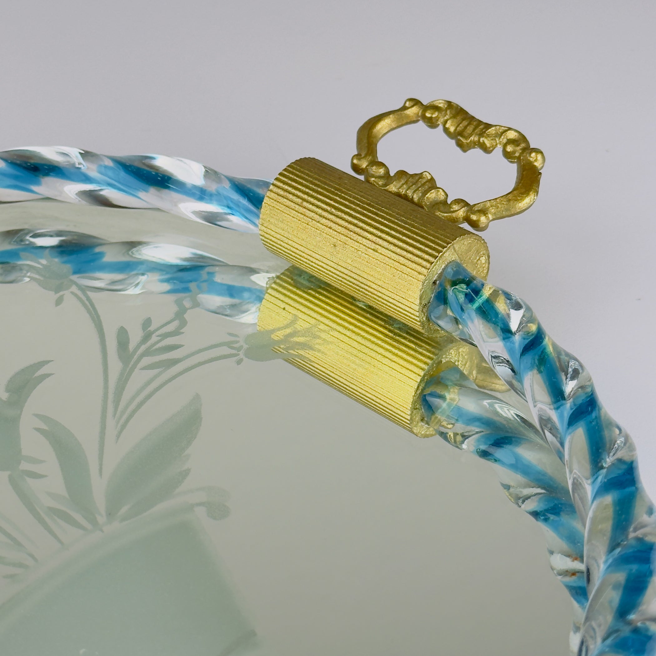 Vintage Venetian glass Mirror Tray, Italy 1950s