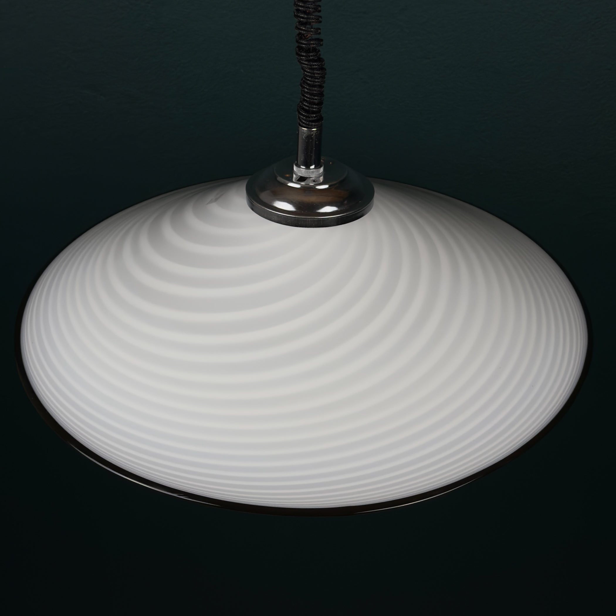 Vintage Swirl Murano Glass Pendant Lamp, Italy 1970s